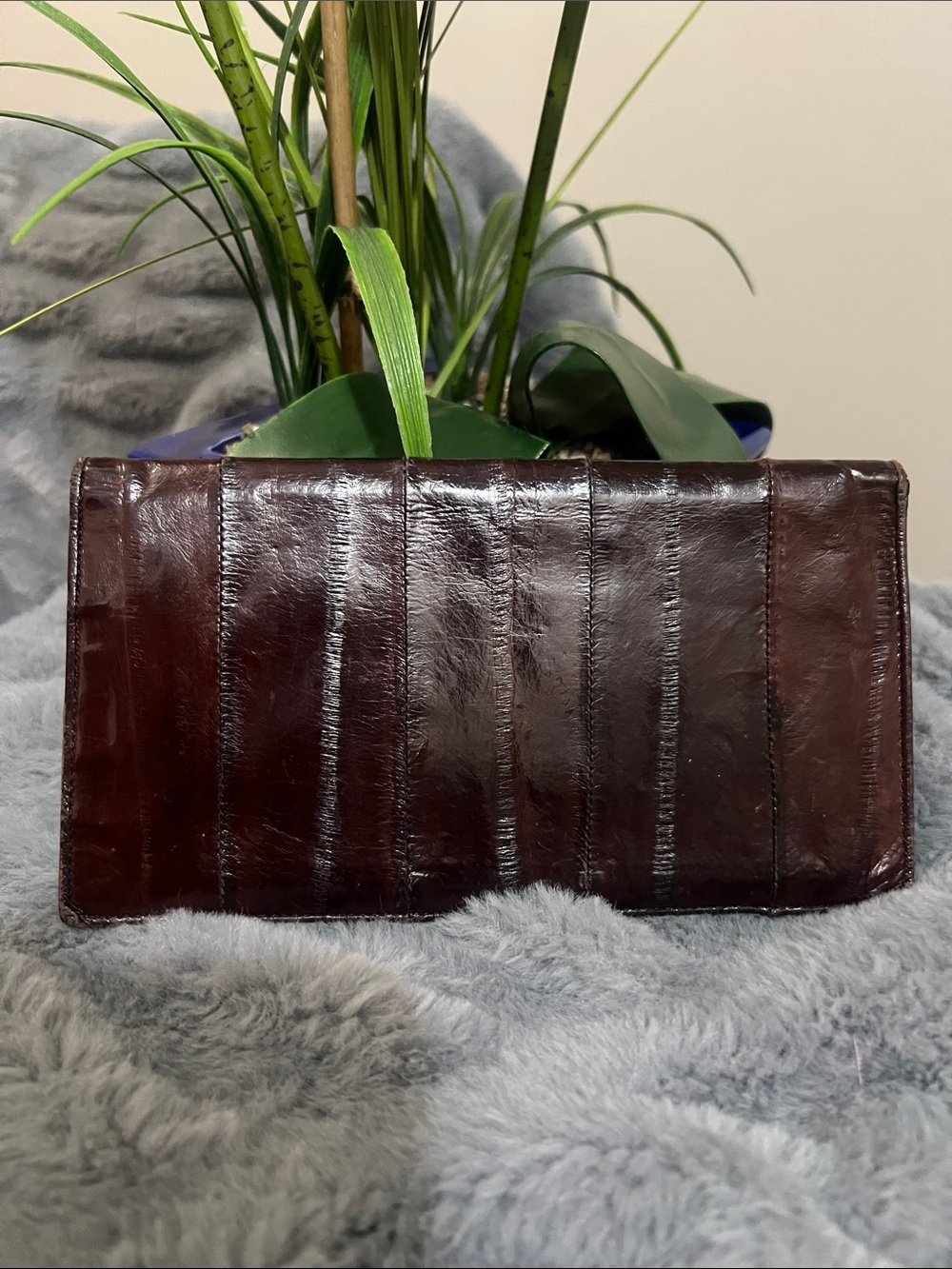 Vintage Striped Patent Eel Leather Wallet EUC